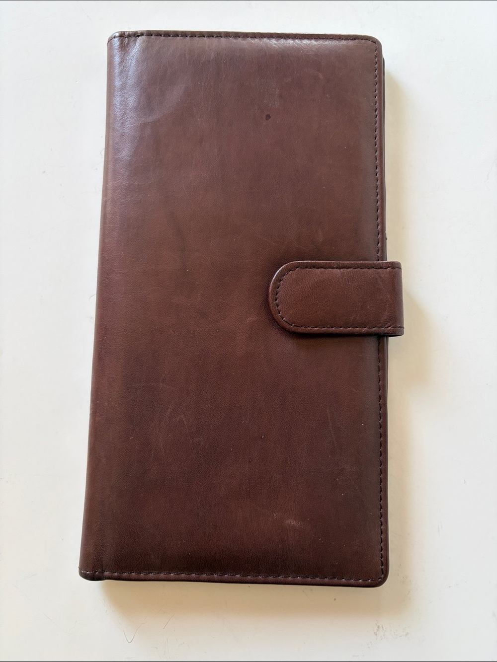 Men's Brown Leather Phone Wallet with Secure Snap Tab